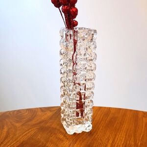 Vintage Clear Pressed Glass Vase